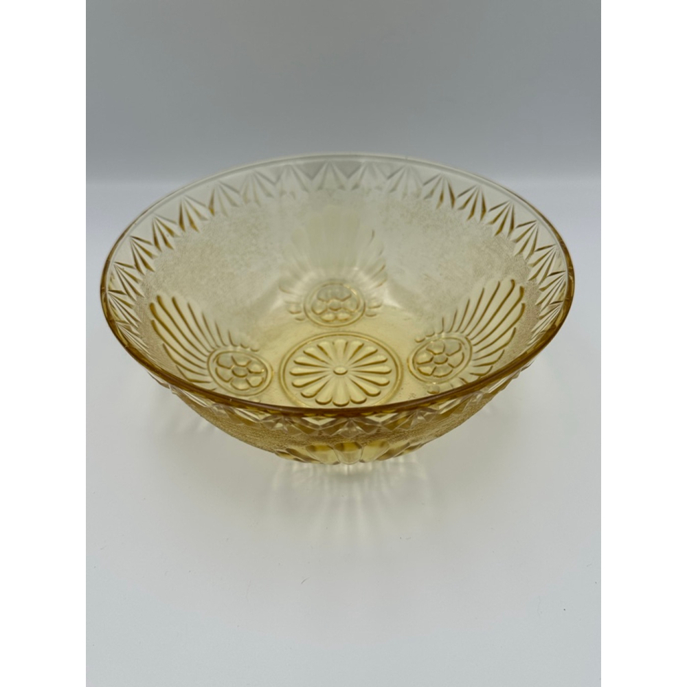 Vintage 1930s Federal Glass Sharon Cabbage Rose Amber Bowl | Depression Glass